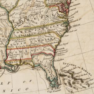 Detail of a map by Thomas Kitchin of the Southern colonies shortly after the conclusion of the French & Indian War and on the eve of Revolution. Source: Todd Andrlik