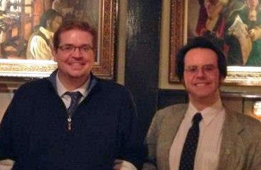 Todd Andrlik and J. L. Bell together in Boston during Andrlik's tour for Reporting the Revolutionary War, which features two essays by Bell. 