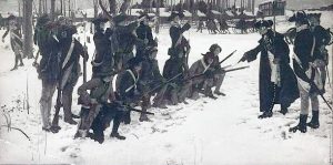 Baron von Steuben drilling Washington's army at Valley Forge. Source: Library of Congress