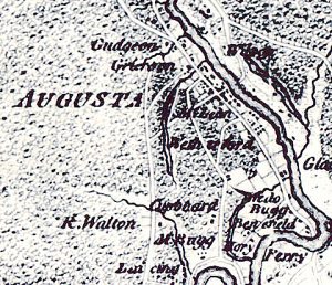 This detail from Archibald Campbell’s Sketch of the Northern Frontiers of Georgia (1780) shows James Grierson’s fortified house at the top. (Source: Author)