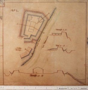 Detail showing Redoubt No. 1 from "Plan of the English Lines Near Philadelphia 1777" by Lewis Nicola. Source: Workshop of the World