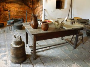 Colonial-era kitchen at George Washington's Mount Vernon. Note the ice cream maker in the lower left. Courtesy of Mount Vernon.