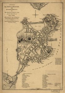 Map of Boston in 1775. Click to enlarge. Source: Library of Congress
