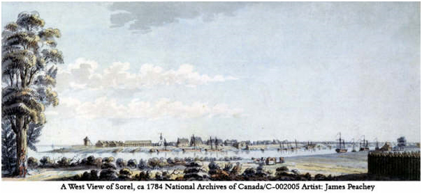 “A View of West Sorel” by James Peachy. Source: National Archives of Canada