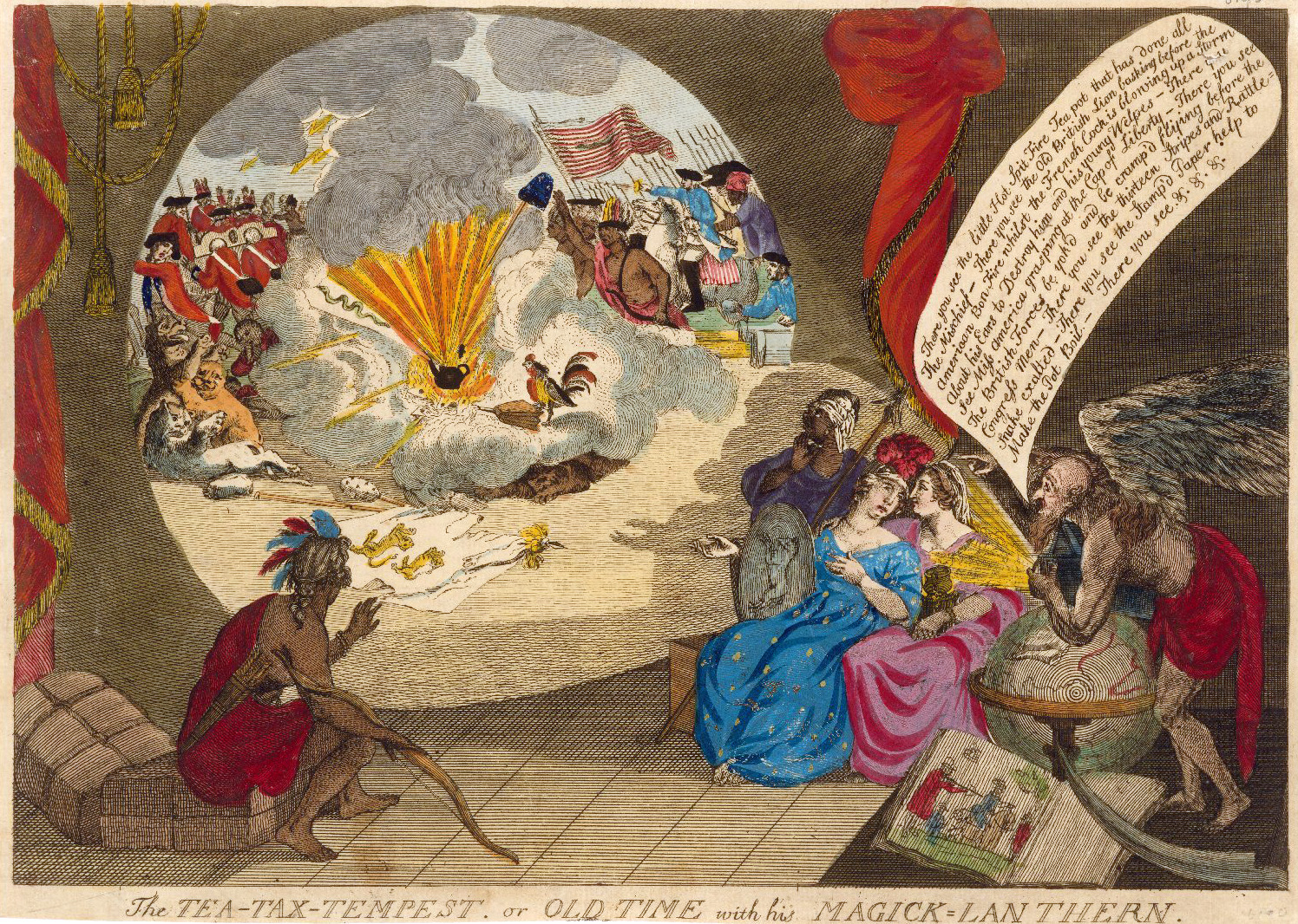 Tea Tax Tempest by William Humprey, 1783, adapted from a work of the same name by Carl Gottlieb Guttenberg, 1778. Original in the John Carter Brown Library at Brown University.