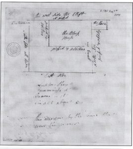Plan of Fort Franklin,  August, 1780 sent to Benjamin Tallmadge by Abraham Woodhull. Courtesy of author.