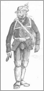 Conjectural image of one of Whitcomb’s Rangers. Image drawn by William Wigham. 