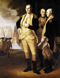 Washington, Lafayette, and Tilghman at Yorktown by Charles Wilson Peale in 1784 (Maryland Historical Society).
