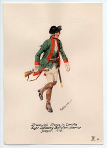 Herbert Knötel's Light Infantry battalion Barner. Jaeger, 1776 (Anne S.K. Brown Military Collection).