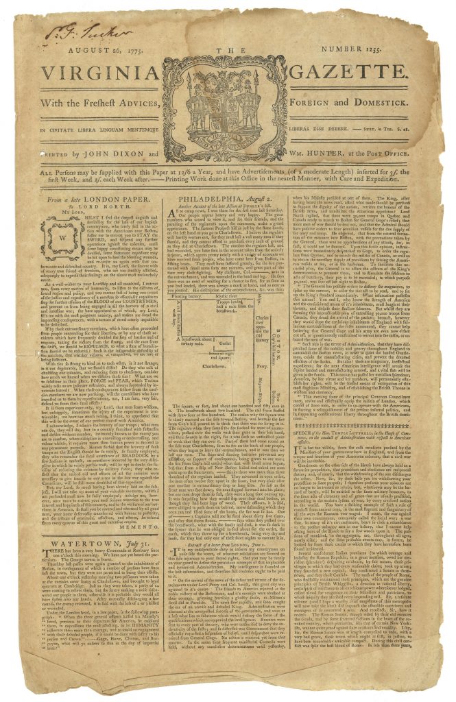 The Virginia Gazette (Williamsburg), August 26, 1775