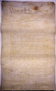 The Articles of Confederation, ratified in 1781.