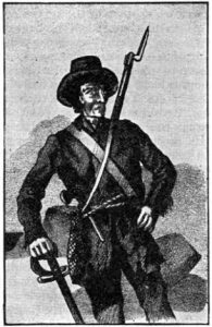 Simon Girty. Fanciful drawing of “Girty, the Renegade” from an 1896 Ohio history textbook. W. H. Venable, Tales from Ohio History for Home and School (Norwalk, Ohio: The Laning Printing Co., 1896).