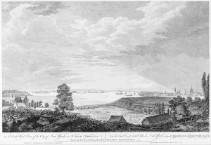 A view of New York harbor near the time the Shakers arrived in America.