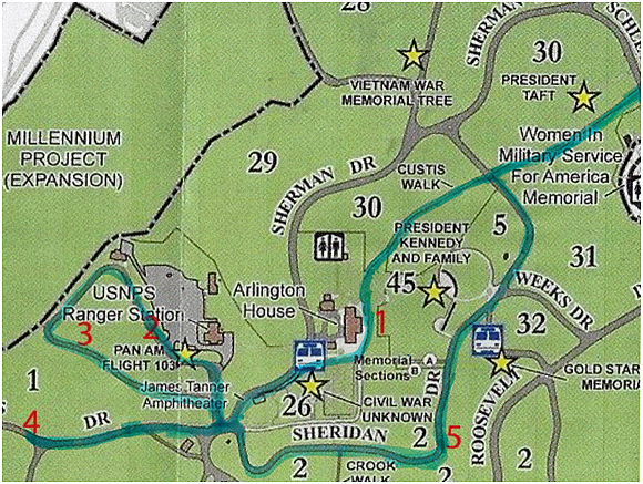 Figure 1 - Revolutionary War stops are marked in red.
