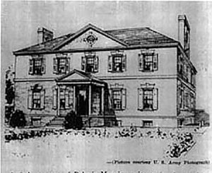 Belvoir Mansion: Artist's rendition of the Fairfax mansion before its destruction. (U.S.Army) 