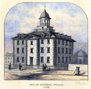 The Debtor’s Prison in New York City, used by the British Army as the Provost. New York Public Library.