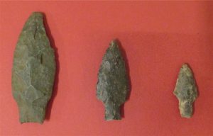 Projectile points found while examining a storehouse site. (Mount Independence State Historic Site)