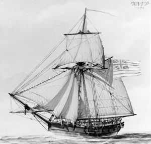 Continental Sloop Providence by W. Nowland Van Powell. (U.S. Navy Art Collection, Naval History and Heritage Command, Department of the Navy)