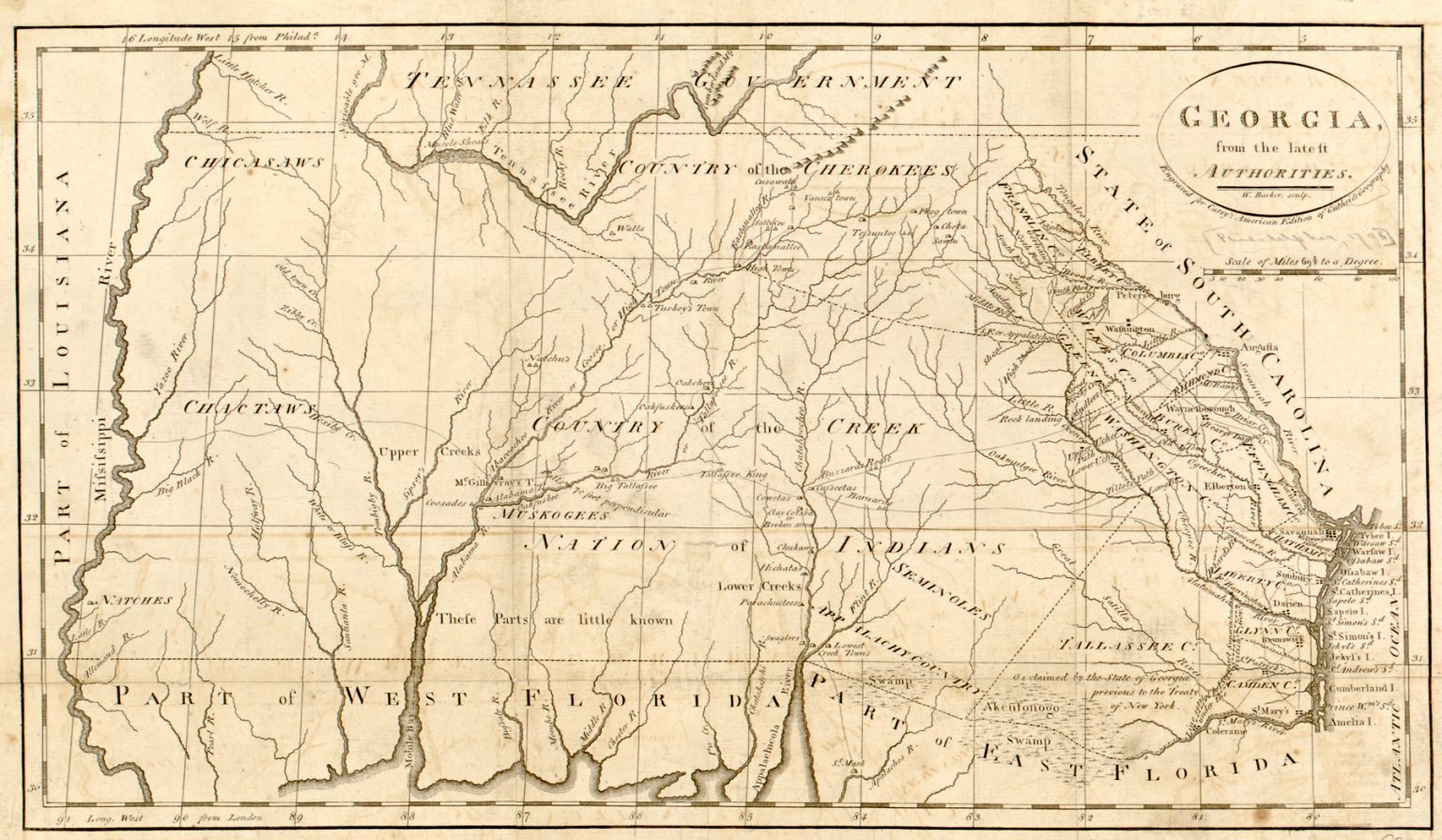 Comte D Estaing S Georgia Land Grants Journal Of The American Revolution   MAP Georgia 1795 1536x895 