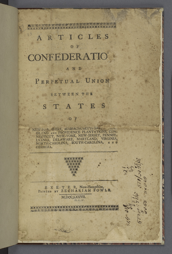 Articles Of Confederation NYPL 