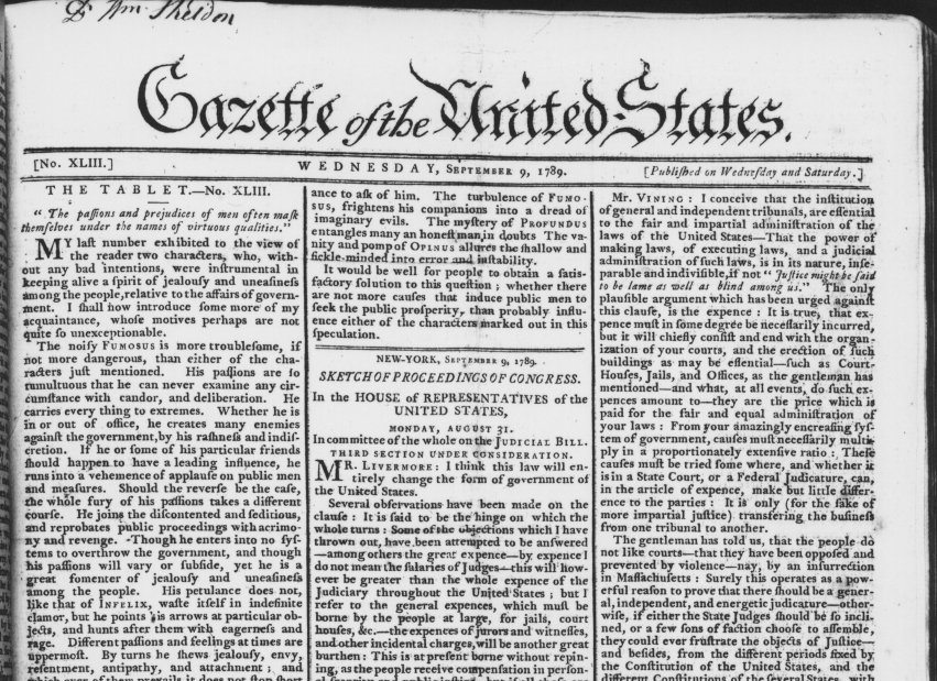 “What Magic There is in Some Words!”: John Fenno’s Private Crusade for an American National Identity